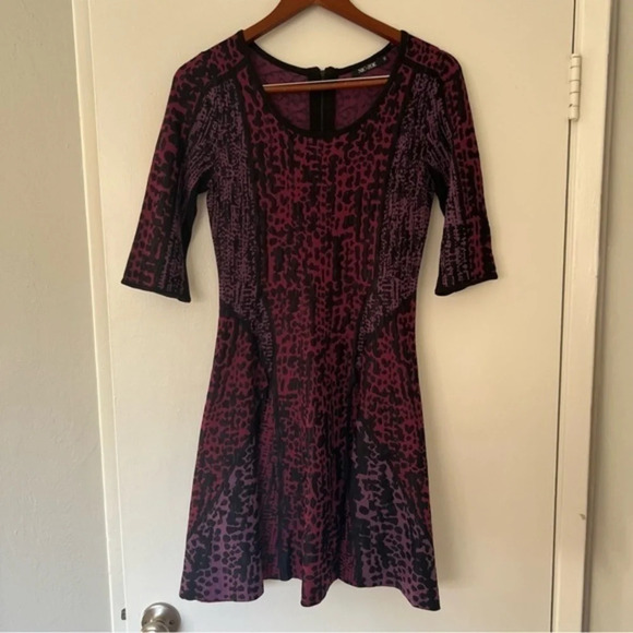 NIC + ZOE Purple Animal Print A-Line Dress - Picture 2 of 6